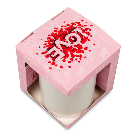 Decorative packaging for mugs with window - Love pattern