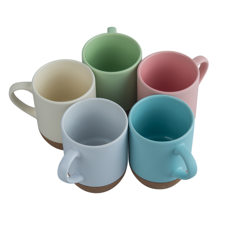 Mug 250 ml matte with cork bottom white