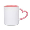 White mug - heart handle and inside pink