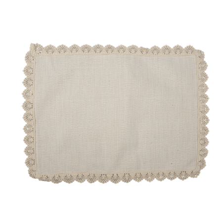 Podkładka lniana na stół z koronkową lamówką  - 42cmx32cm