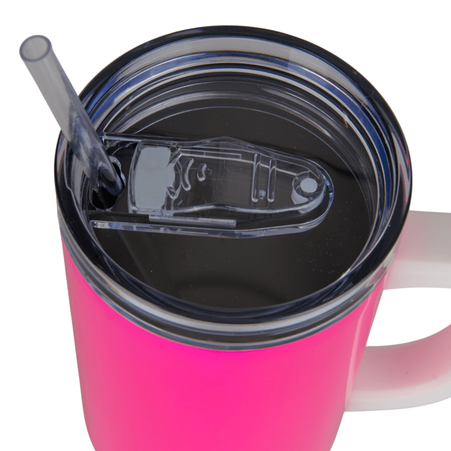 Trek 1200 ml steel mug with handle neon pink