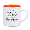Mini white mug - inner orange with cardboard set of 24 pcs.