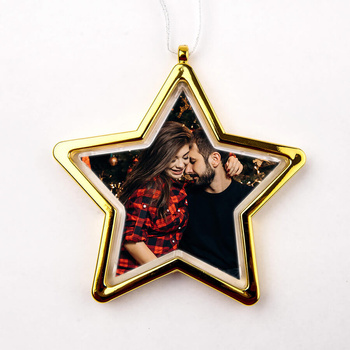 Ornament plastikowy na zdjęcie w kształcie gwiazdy - złoty (komplet 24 szt)