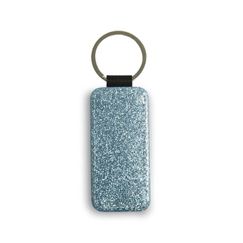 Rectangular blue eco leather key ring (kpl. 5 pcs.)
