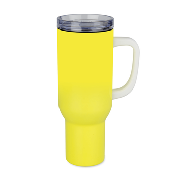 Kubek stalowy Trek 1200 ml z uchwytem neonowy żółty