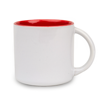Kubek biały 360 ml szeroki - środek czerwony