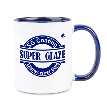 Kubek biały Combo SuperGlaze - uchwyt i środek granatowy