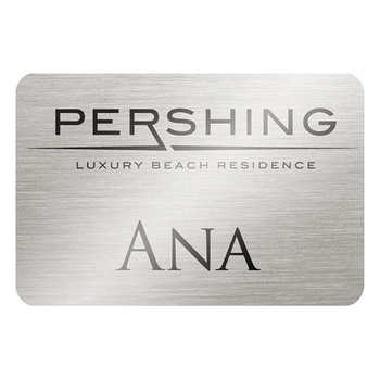 Name badge with round corners. (aluminum) metallic 5.08x7.62 (5950) UNISUB - without clasp