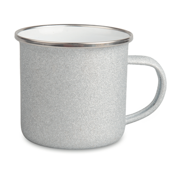 Steel mug - enamel 300 ml, glitter silver carton 48 pcs.