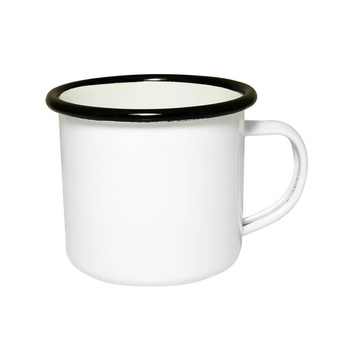 Steel mug - enameled 300 ml, black rim carton 48 pcs.