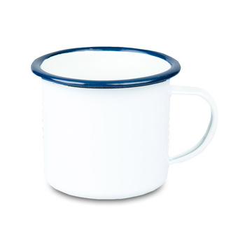 Steel mug - enameled 300 ml, navy blue rim carton 48 pcs.