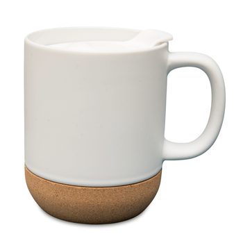 330ml mug with lid and cork bottom - white