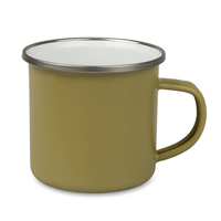 Kubek stalowy- emaliowany 300 ml matowy zielony oliwkowy, srebrny rant karton 48 szt.