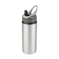 Aluminiowa butla  Active z ustnikiem 600 ml  - srebrna komplet 5 szt