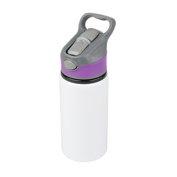 Aluminiowa Butla 500 ml Active biała z fioletowym paskiem i ustnikiem komplet 5 szt.