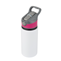 Aluminiowa Butla 500 ml Active biała z różowym paskiem i ustnikiem