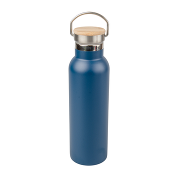 Butla stalowa 600ml grawer/UV bambusowa zakrętka - niebieska