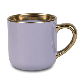 Kubek 400 ml Elegant szeroki , uchwyt i rant złoty - fioletowy