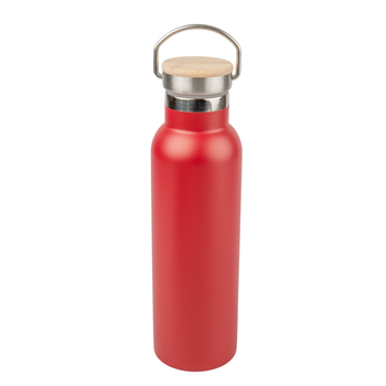 Butla stalowa 600ml grawer/UV bambusowa zakrętka - czerwona