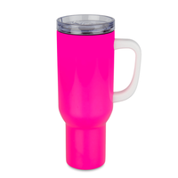 Kubek stalowy Trek 1200 ml z uchwytem neonowy różowy