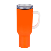 Kubek stalowy Trek 1200 ml z uchwytem neonowy pomarańczowy