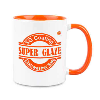 Kubek biały Combo SuperGlaze - uchwyt i środek pomarańczowy karton 36 szt.