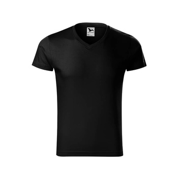 Koszulka bawełniana Malfin slim fit V-neck męska czarna S