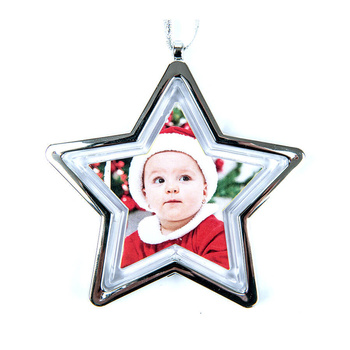 Ornament plastikowy na zdjęcie w kształcie gwiazdy - srebrny (komplet 24 szt)